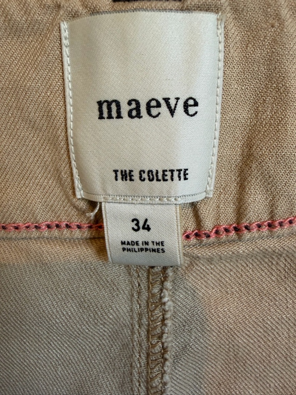 Maeve Colette Wide Leg Linen Blend Cropped Pants Contrast Stitching Tan Size 34 - Picture 4 of 5